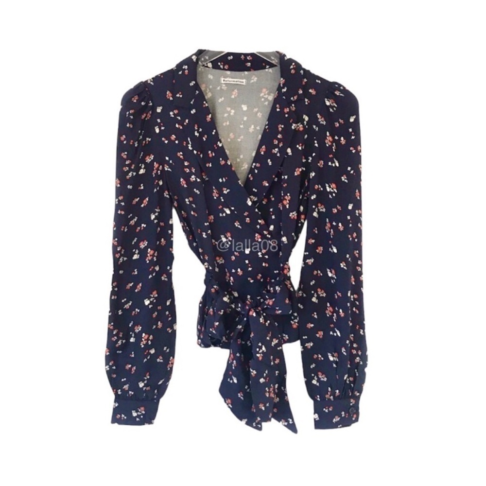 Reformation Claudette tie front floral blouse top - Picture 3 of 10